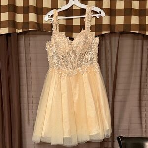 Elegant Cream Floral Teen Dress
